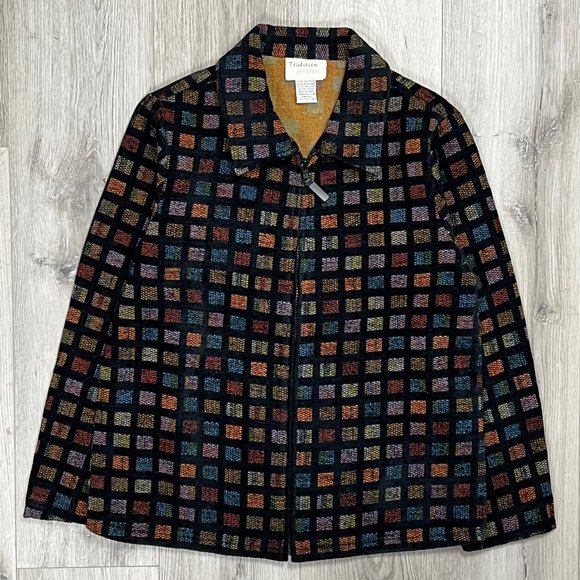 Vintage Tradition Petite Black/Multicolour Size 8P Jacket - Picture 1 of 6